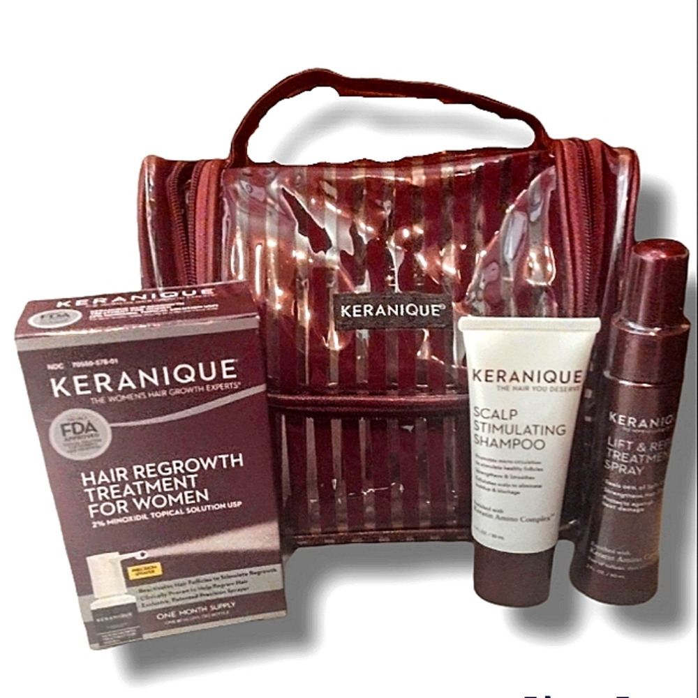 NWT Keranique Deluxe Hair Regrowth Treatment System for Women Travel Kit